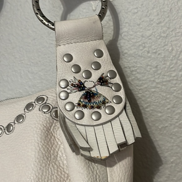 BETSEY JOHNSON OFF WHITE SILVER STUDDED PURSE - Picture 4 of 12